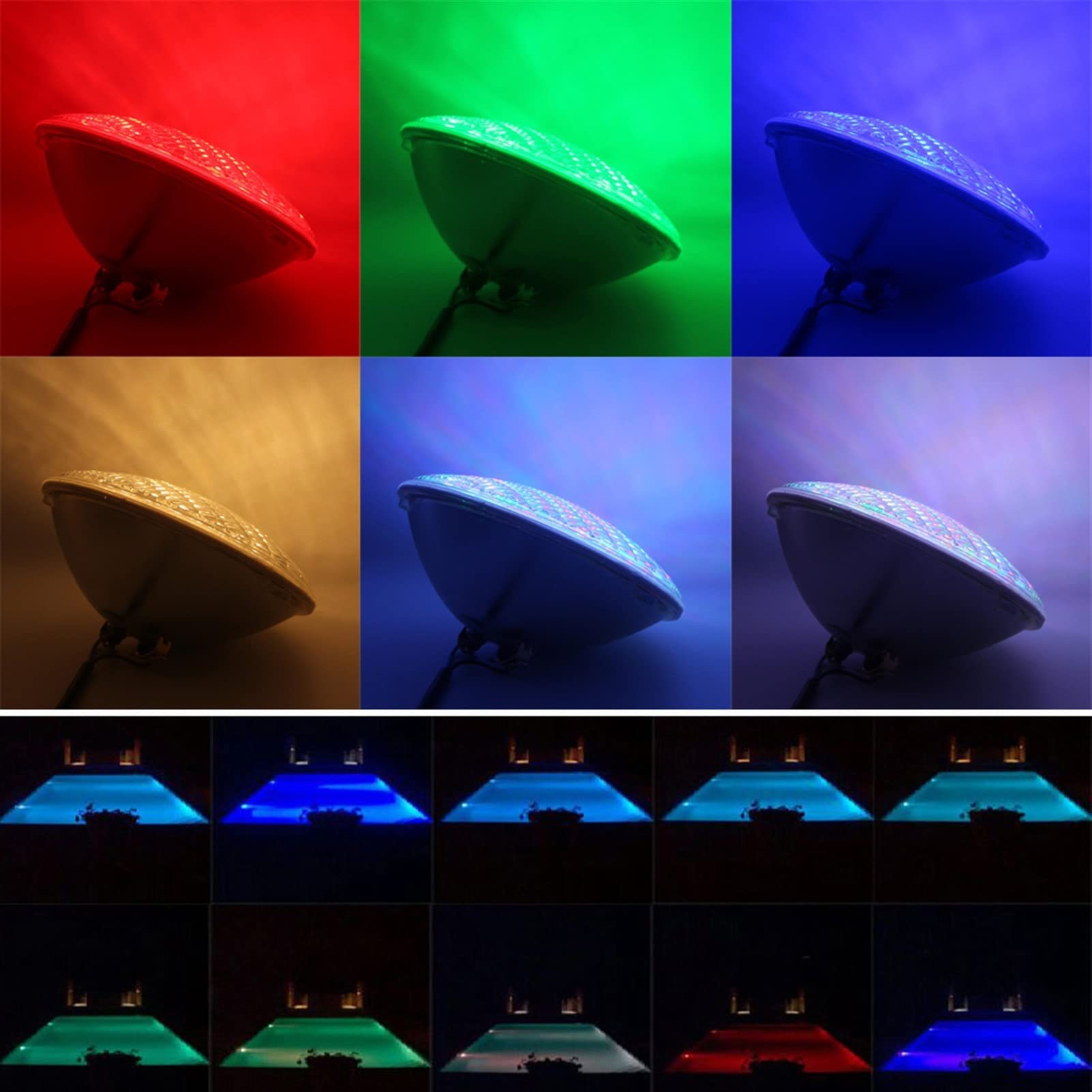 Luz para Piscina Multicolor Rgbw Lámpara de piscina 2 4W 36W 48W 60W 72W LED PAR 56 Bombilla con control remoto IP68 Luz de piscina impermeable Luces Sumergibles ( Color : Warm White , Size : 24W )