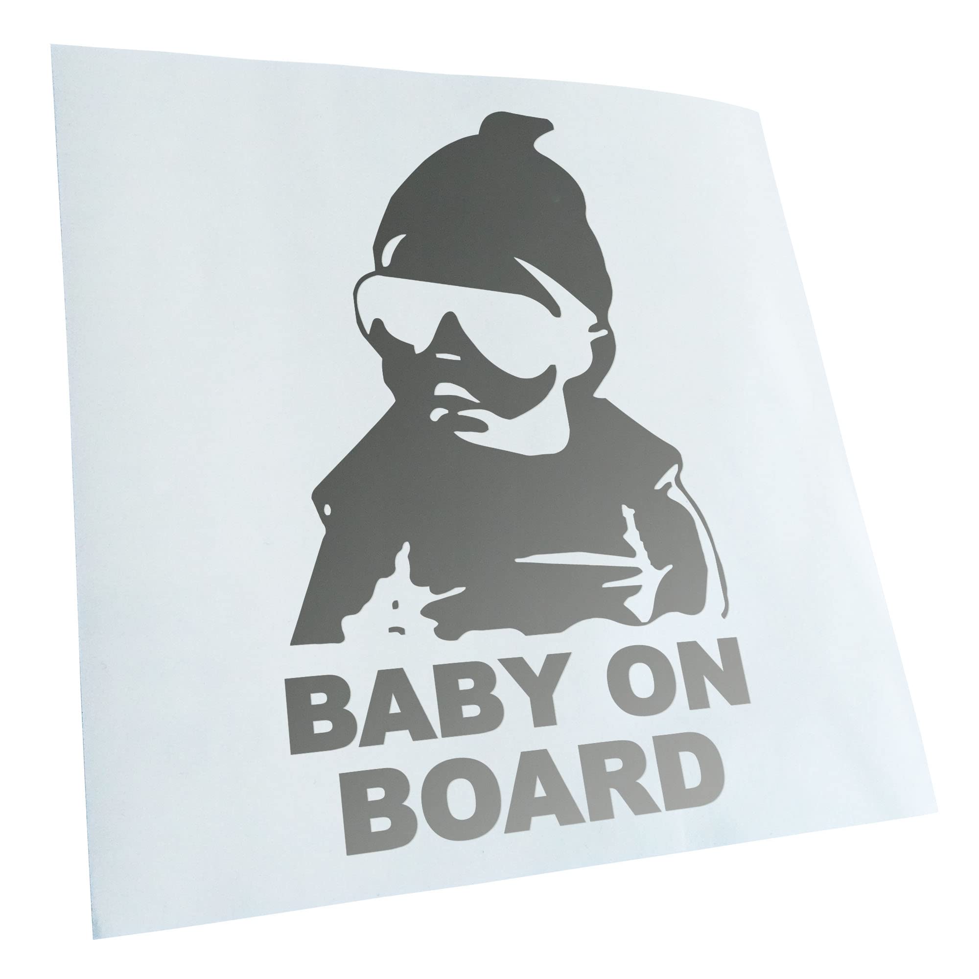 Kiwistar - Car Sticker - Silver - 50 x 31 cm Baby on Board Children's Sticker - Rear Window Car Sticker Weatherproof for Car Truck Moped Truck - Sticker Exterior Self-Adhesive Tuning Accessories for