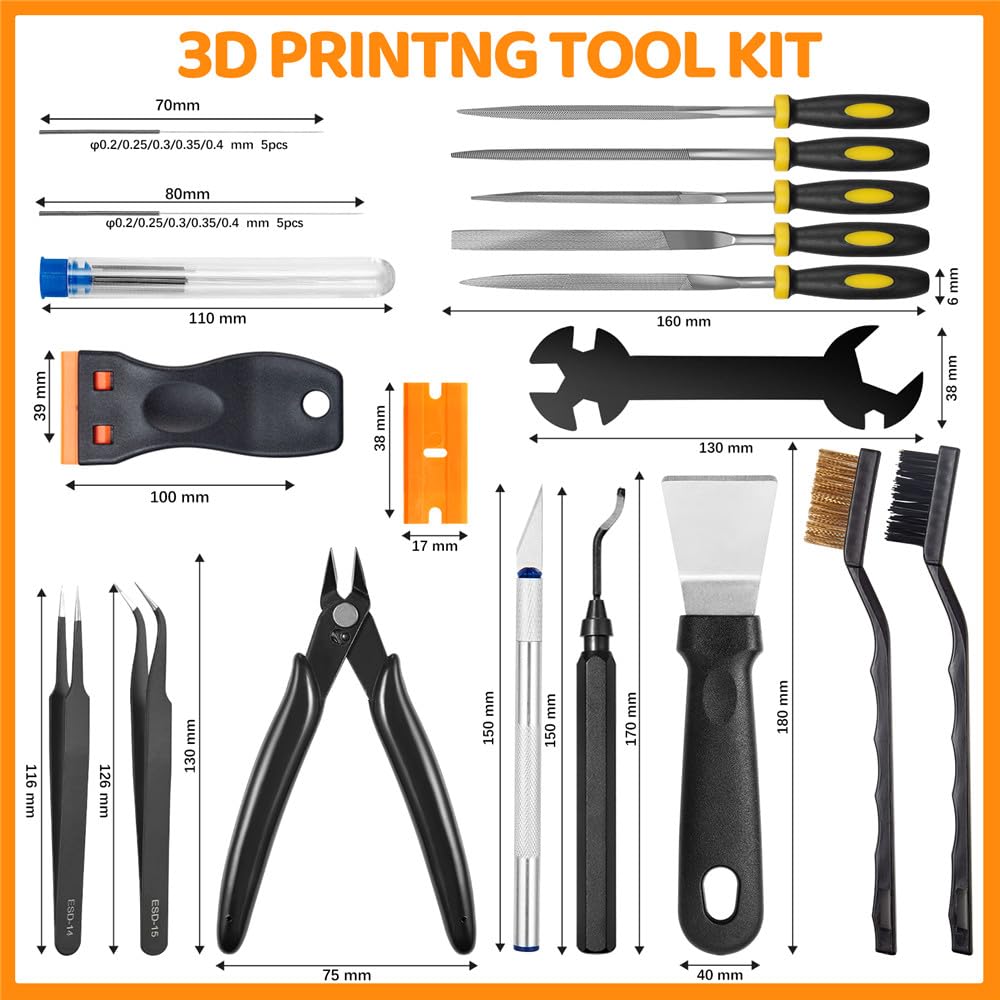 3D Printer Tool Kit - 50 Piece Essential Set -7