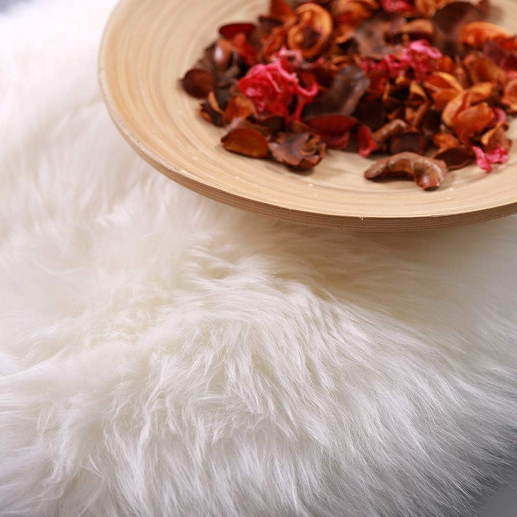 Sheepskin Chair Cushion Pad Non-Slip Back Square Genuine Australian Sheepskin Chair Cover Silky Natural Wool Car Seat Cover Soft Area Rugs Carpet for Home Office Kitchen(40x40cm, Green)