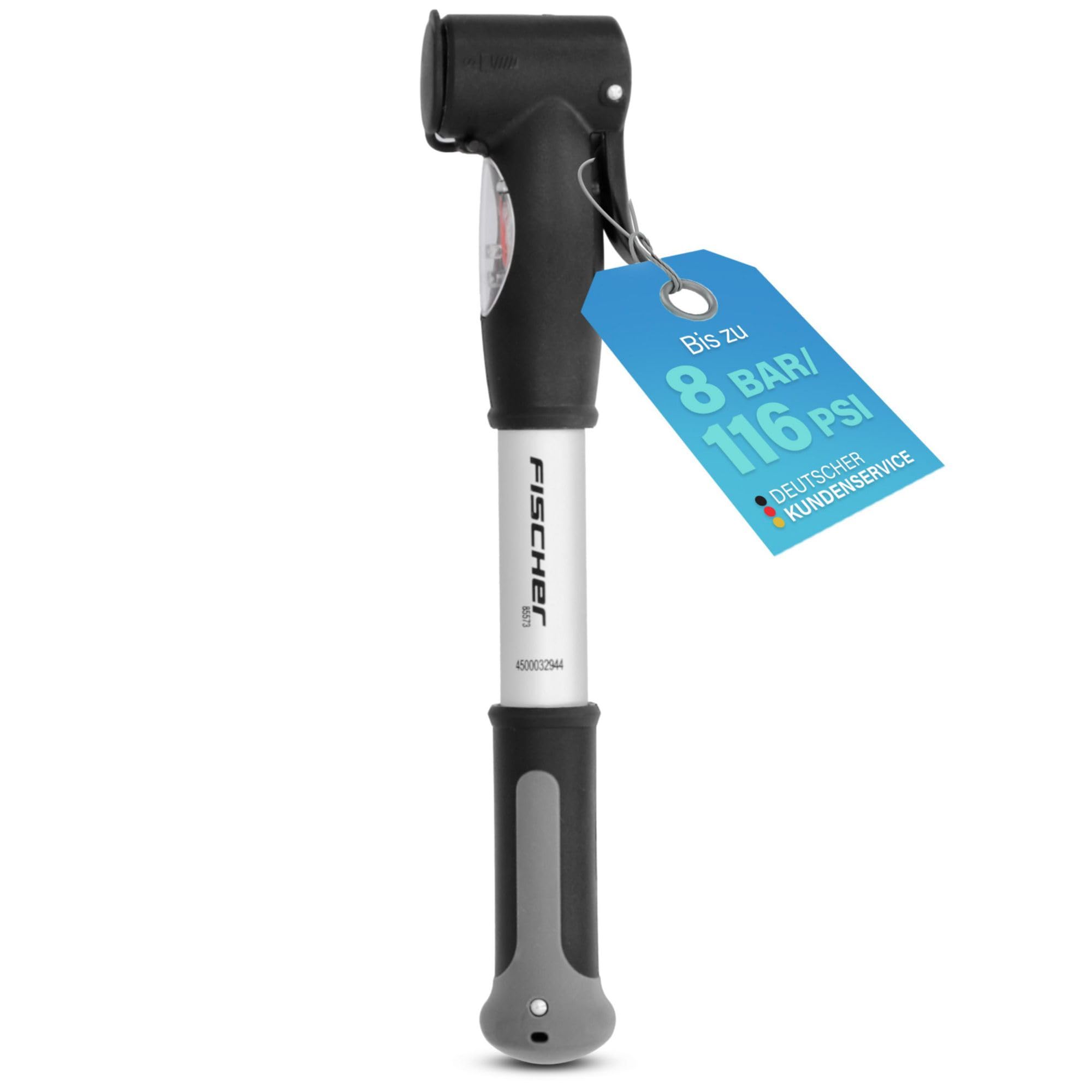 mini handpumpe FISCHER Mini-Luftpumpe mit Manometer, Doppelhub-Technik, für alle Ventile (AV, DV, SV), Duokopf, aus Aluminium, extrem kompakt Sport & Freizeit Color:Gray Black Summer Backcountry Camping Packing valentine