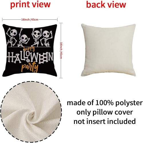 Miniatura 6 de Juego de 4 fundas de almohada de Halloween de 18 x 18 pulgadas, decoración de Halloween para interiores, suministros de fiesta, decoración del