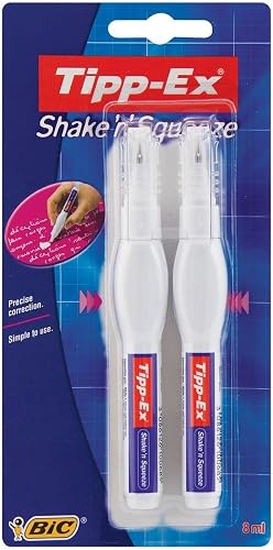 BIC Tipp-Ex Shake and Squeeze 2 Correction Fluid Pen in Blister Pack 8 ml, White