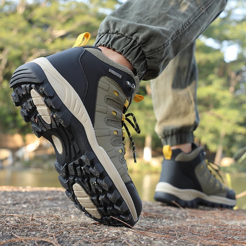 Fashion Khaki Men‘s Hiking Boots Big Size 46 Winter Outdoor Waterproof Boots Men Non-slip Trekking Shoes Men Trainers Sneakers