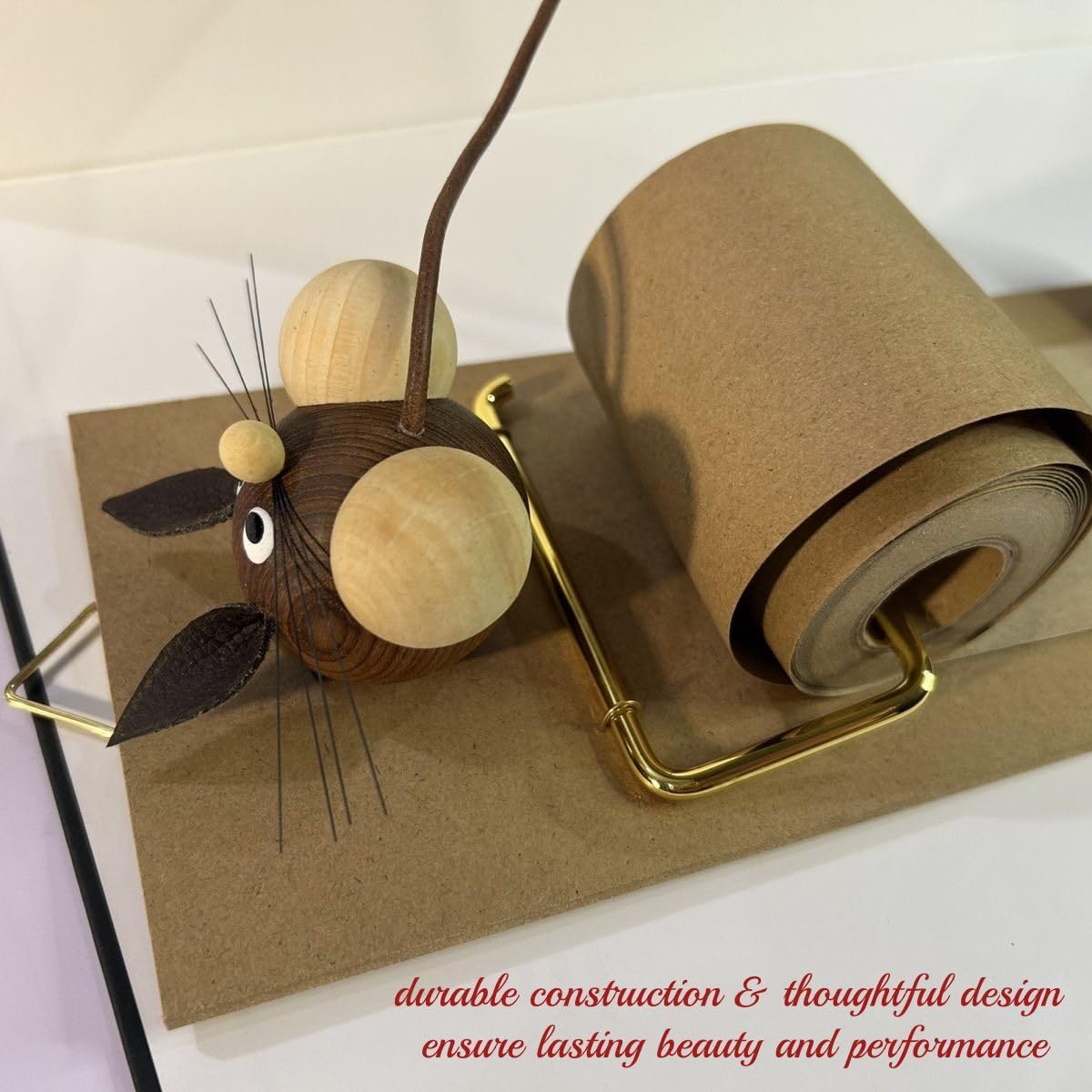 Vintage Clipboard Hanging Memo Board, Refillable Kraft Paper Roll with Cutter, Includes Wooden Pen for Retro Office, Kitchen & Home Decor (Upgraded Version Kraft Brown)