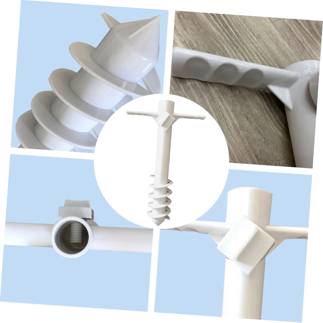 Anclaje ergonómico de 5 pines para sombrilla de playa con agarre antideslizante y punta de plástico para un cierre rápido y seguro, ideal para viajes en la playa y actividades al aire libre