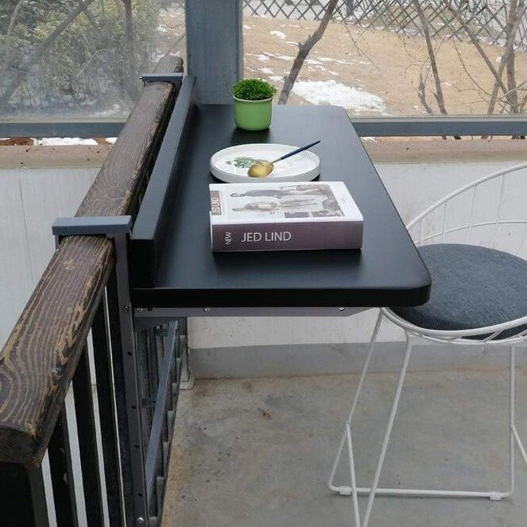 Folding Table Hanging Table Balcony, Folding Hanging Balcony Table, Balcony Hanging Table, Adjustable Railing Dining Side Table Suitable for Most Patio Railings (3 Sizes) (Black 80 * 40cm) image 3