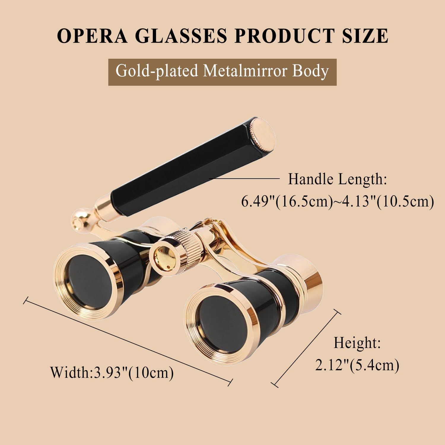 Aroncent Opera Glasses Binoculars 3X25 Compact with Adjustable Handle Theater Glasses, Mini Binocular for Adults Men Women in Opera Musical Concert(Black)