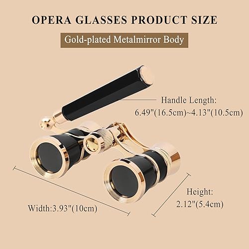 Miniatura 3 de Aroncent Gafas de ópera de 3 x 25 pulgadas, compactas con mango ajustable, mini binoculares para adultos, hombres y mujeres, en concierto musical de