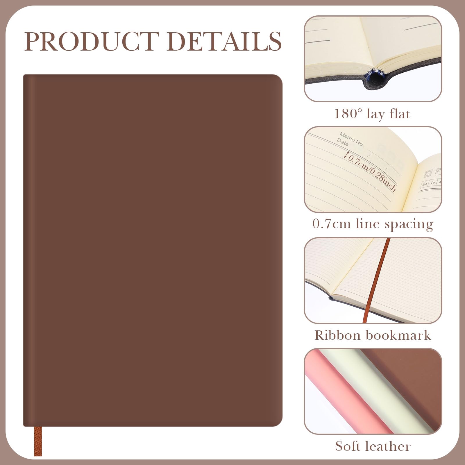 Tenceur 5 cuadernos A4 gruesos de tapa blanda para escribir, cuaderno de 8.5 x 11 pulgadas, cuaderno de bocetos de 200 páginas rayadas de cuero para escribir, oficina, escuela, negocios, hogar,