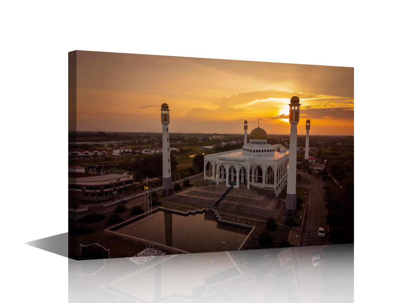 Wall Decorations Living Room Southern of Thailand Mosque Poster Prints on Canvas Religion Cultural Wall Paintings Songkhla Province Wall Art Pictures Modern Artwork Framed Ready to Hang 18x12 in