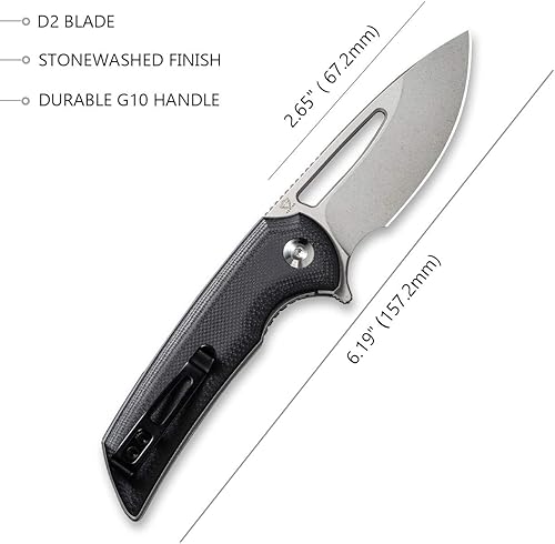 Miniatura 2 de CIVIVI Odium - Cuchillo plegable pequeño  Hoja D2 negra lavada a la piedra de 2.65 pulgadas, mango G10, pivote de rodamientos de bolas, cuchillo de