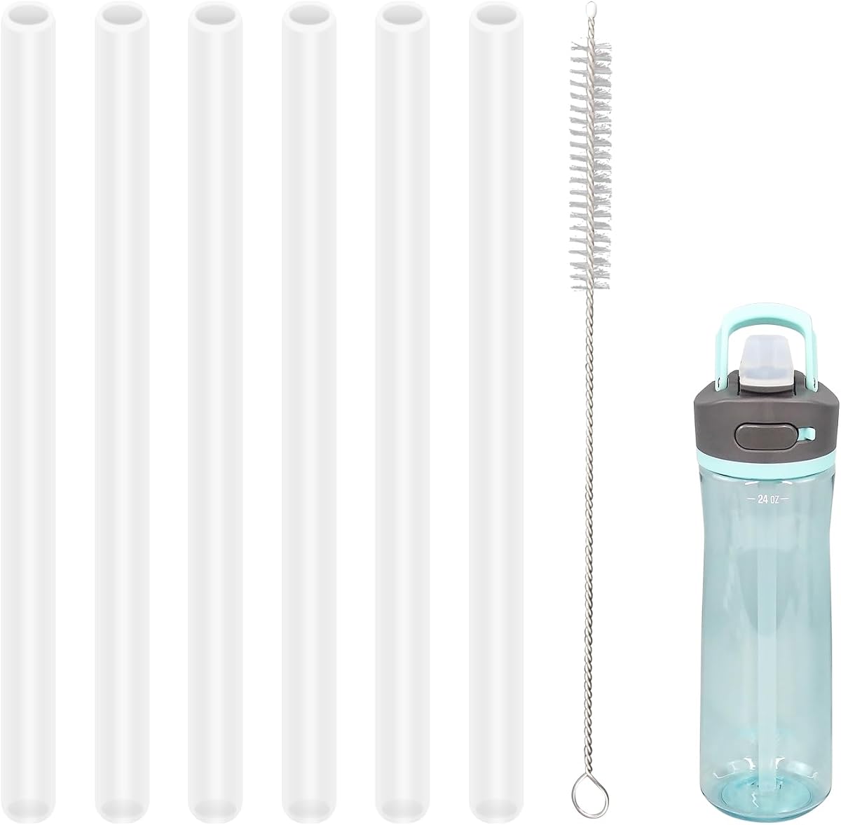 Replacement Straws Compatible with Contigo Ashland 2.0 Leak-Proof 24oz 32oz Water Bottle (Pack of 6)