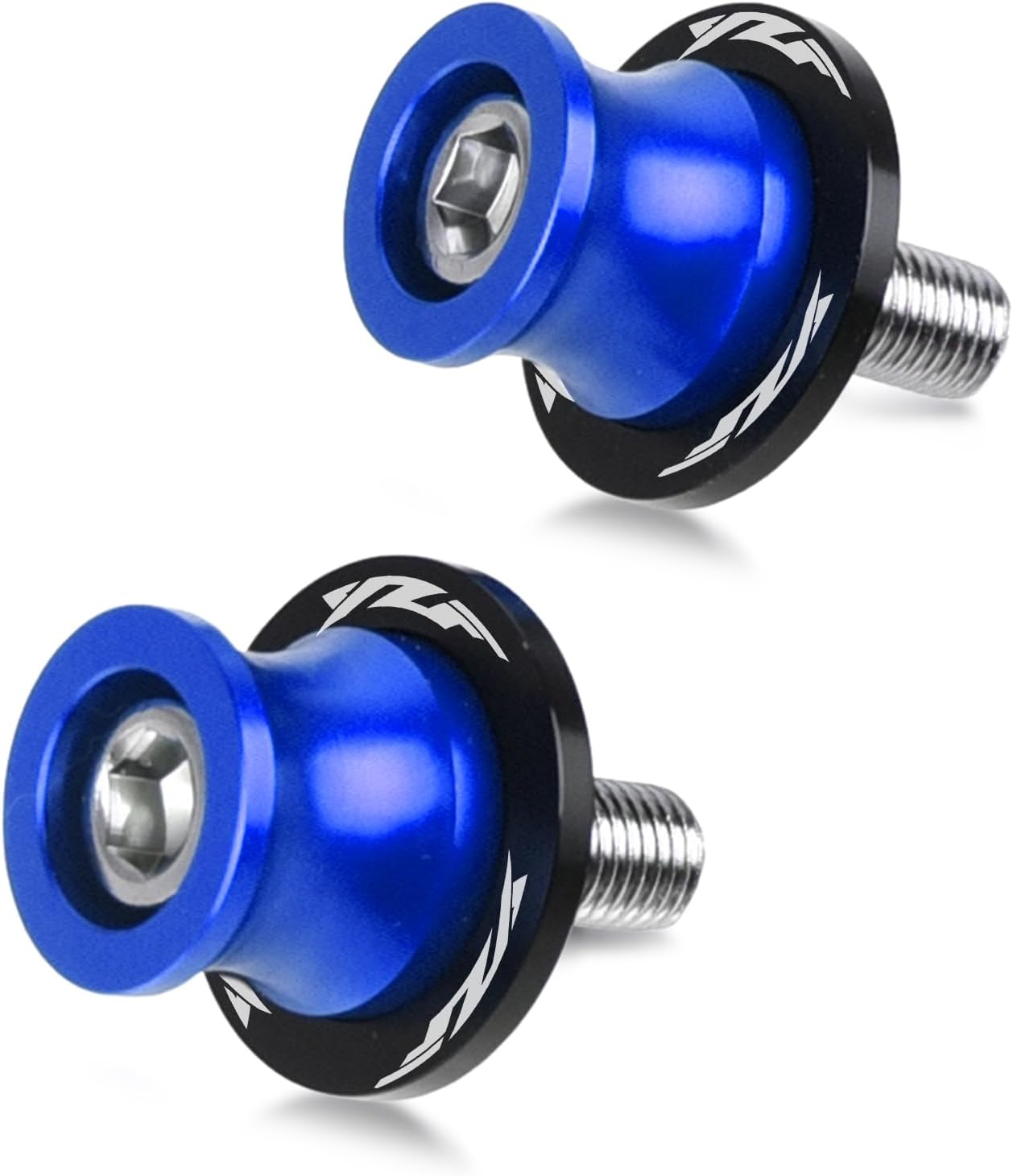 2pcs M6 Motorcycle Swing Arm Sliders Spools CNC Swingarm Arm Stand Screw Compatible with YZF R1 R3 R6 R25 R125 R6S 600R 750R(blue)