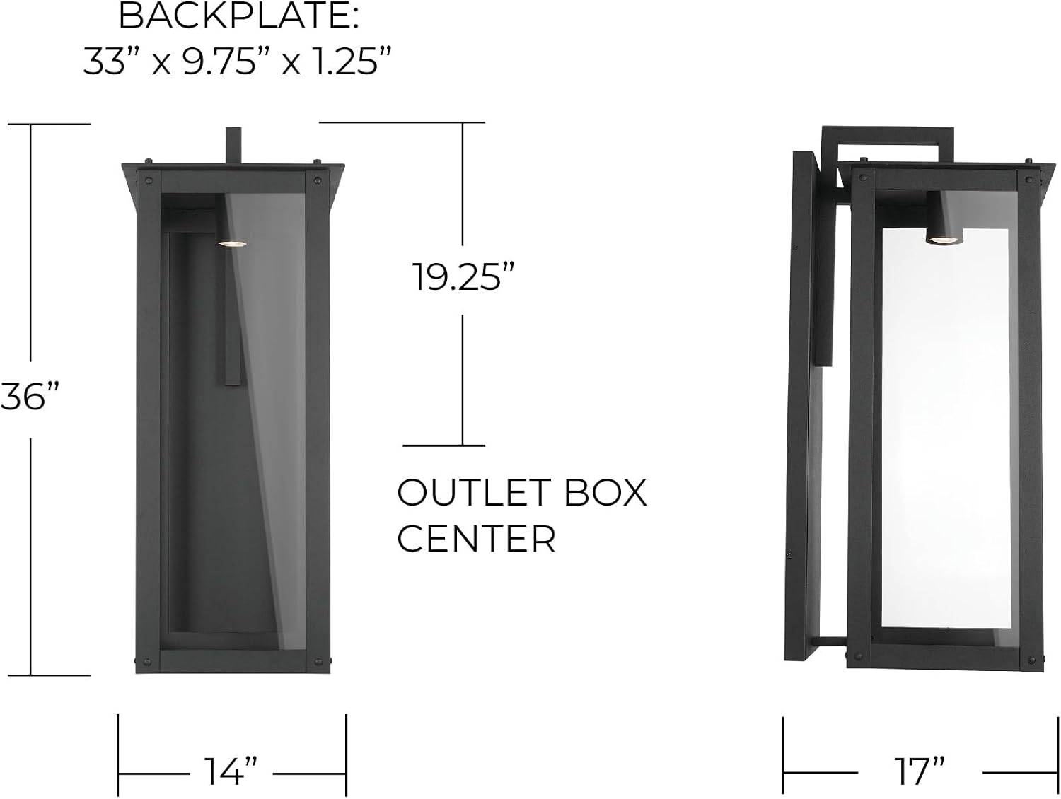 Capital Lighting 934642BK-GL Hunt Urban/Industrial Clear Glass Outdoor Wall Sconce, 1-Light 7 Watt, 36" H x 14" W, Black