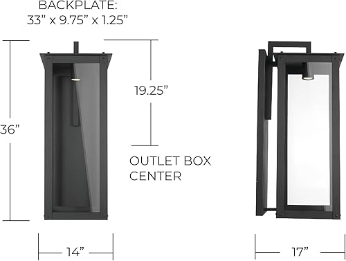 Miniatura 6 de Capital Lighting 934642BK-GL - Aplique de pared LED de cristal transparente para exteriores, 1 luz de 7 vatios, 36 pulgadas de alto x 14 pulgadas de