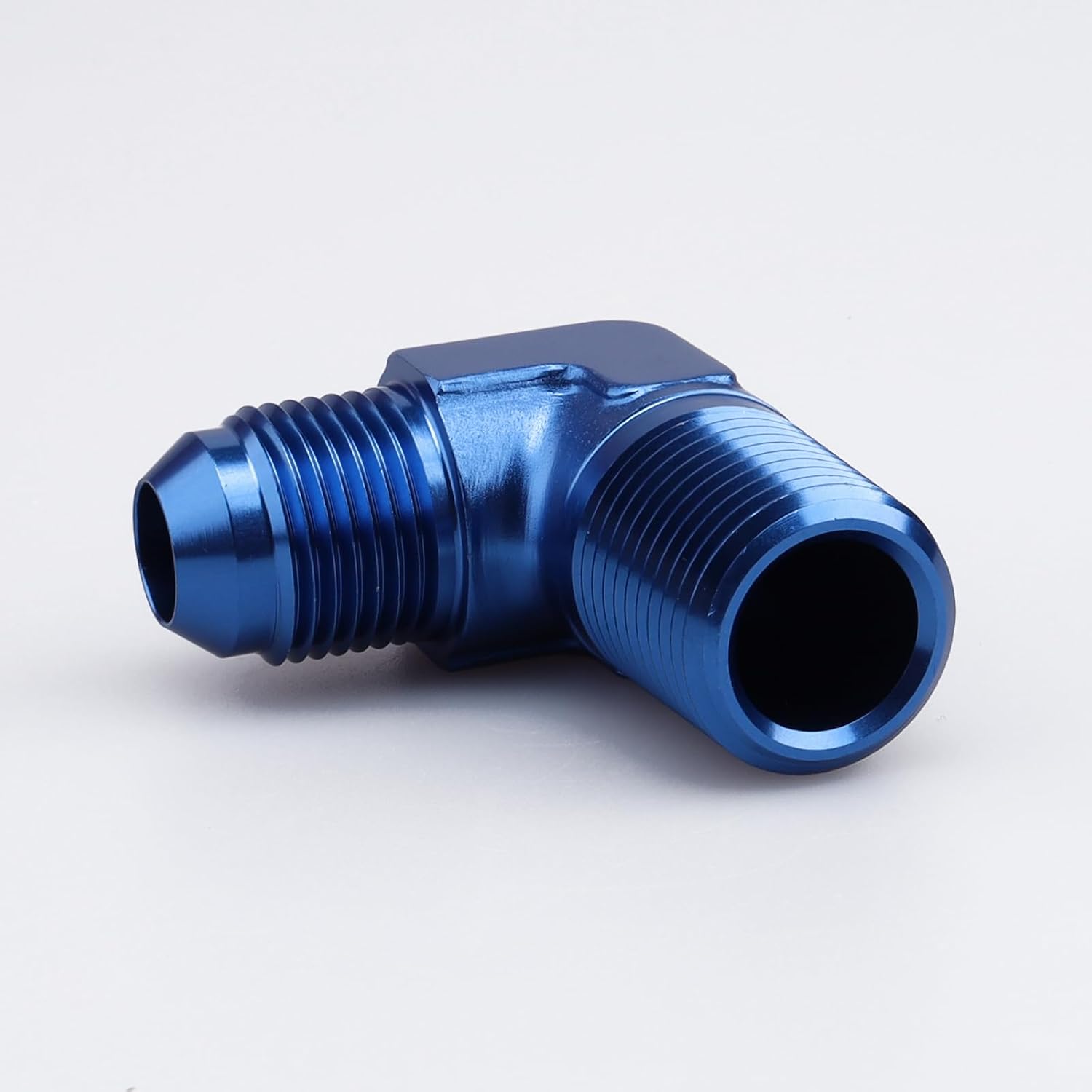 AC PERFORMANCE 90 Degree Elbow -8 AN Male to 1/2" NPT Male Fitting Adapter Connector Aluminum Blue