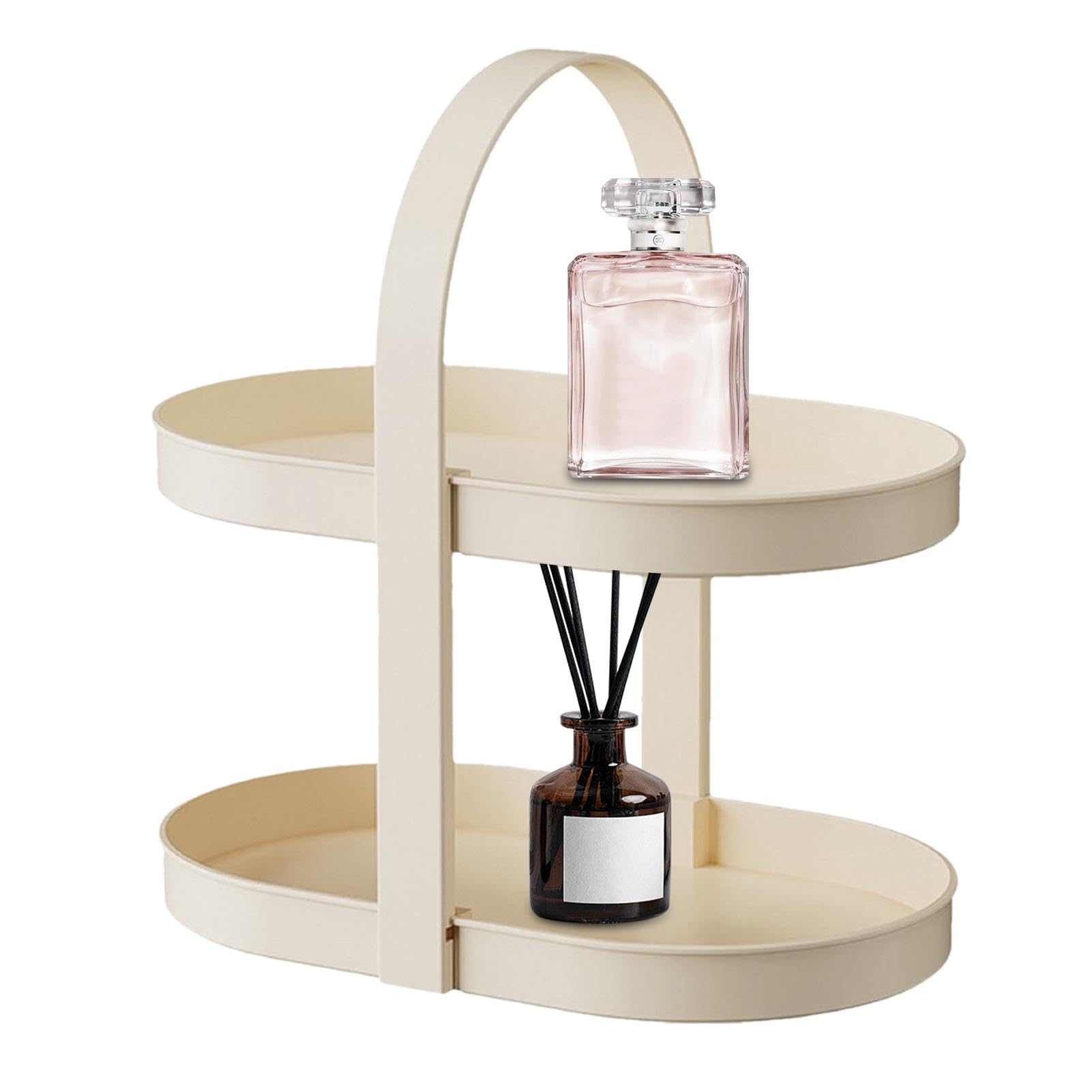Étagère de rangement à 2 niveaux pour cosmétiques, le présentoir chic pour vos parfums