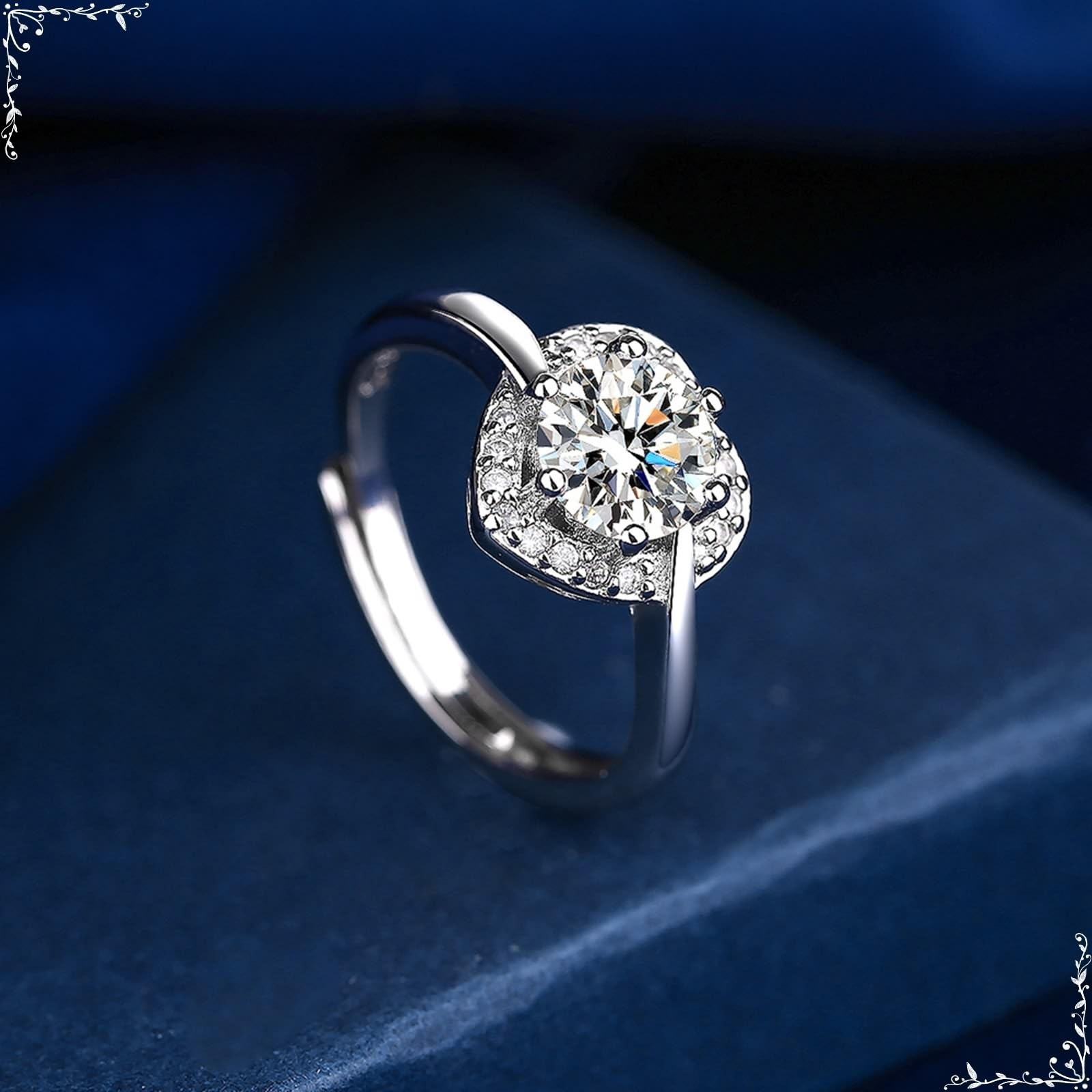 Wycian Read Your Heart Moissanite pierścionki zaręczynowe białe złoto 18K serce z cyrkonią rozmiar H 1/2 moda dla pań biżuteria zaręczynowa