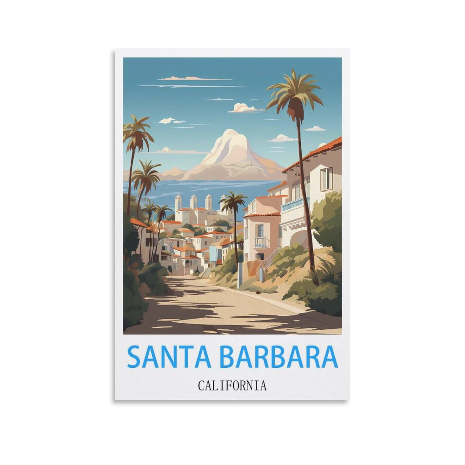 Vintage Metal Tin Sign,Santa Barbara Californias,Travel Tin Signs Metal Poster Wall Decor Office Cafe Bathroom Badroom 30x30cm