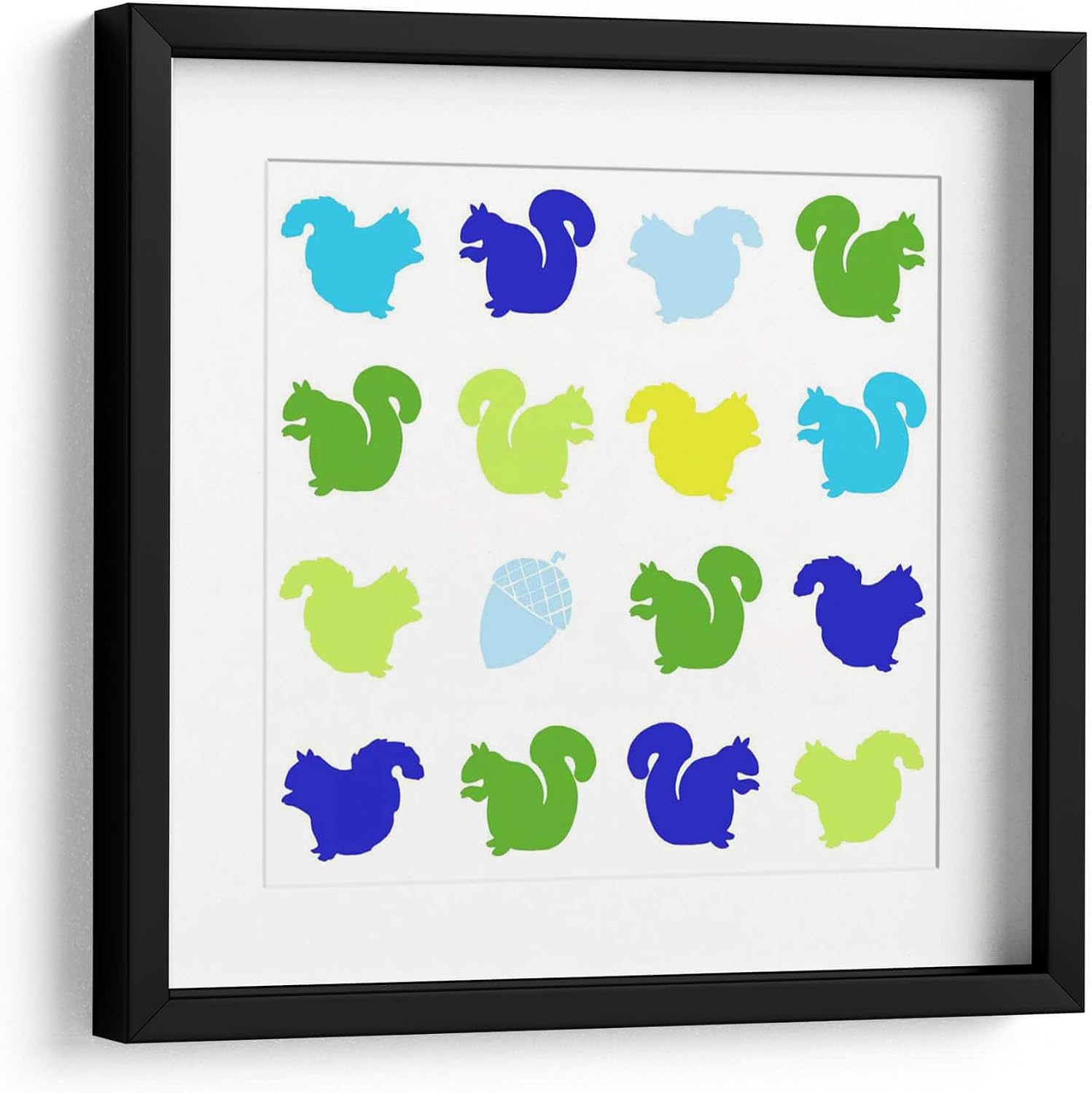 Canvas Lab | Animal Sudoku in Blue VI by Chariklia Zarris | 11 x 11 in | Fine Art Framed Print, Frame Color: White, With Mat | Animals, Kids, Nature, Sports and games