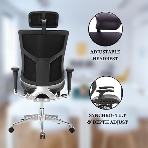 Miniatura 6 de GM Seating Dreem Silla ergonómica de oficina de cuero genuino, soporte lumbar, silla ejecutiva moderna para el hogar y la oficina, cómoda silla de
