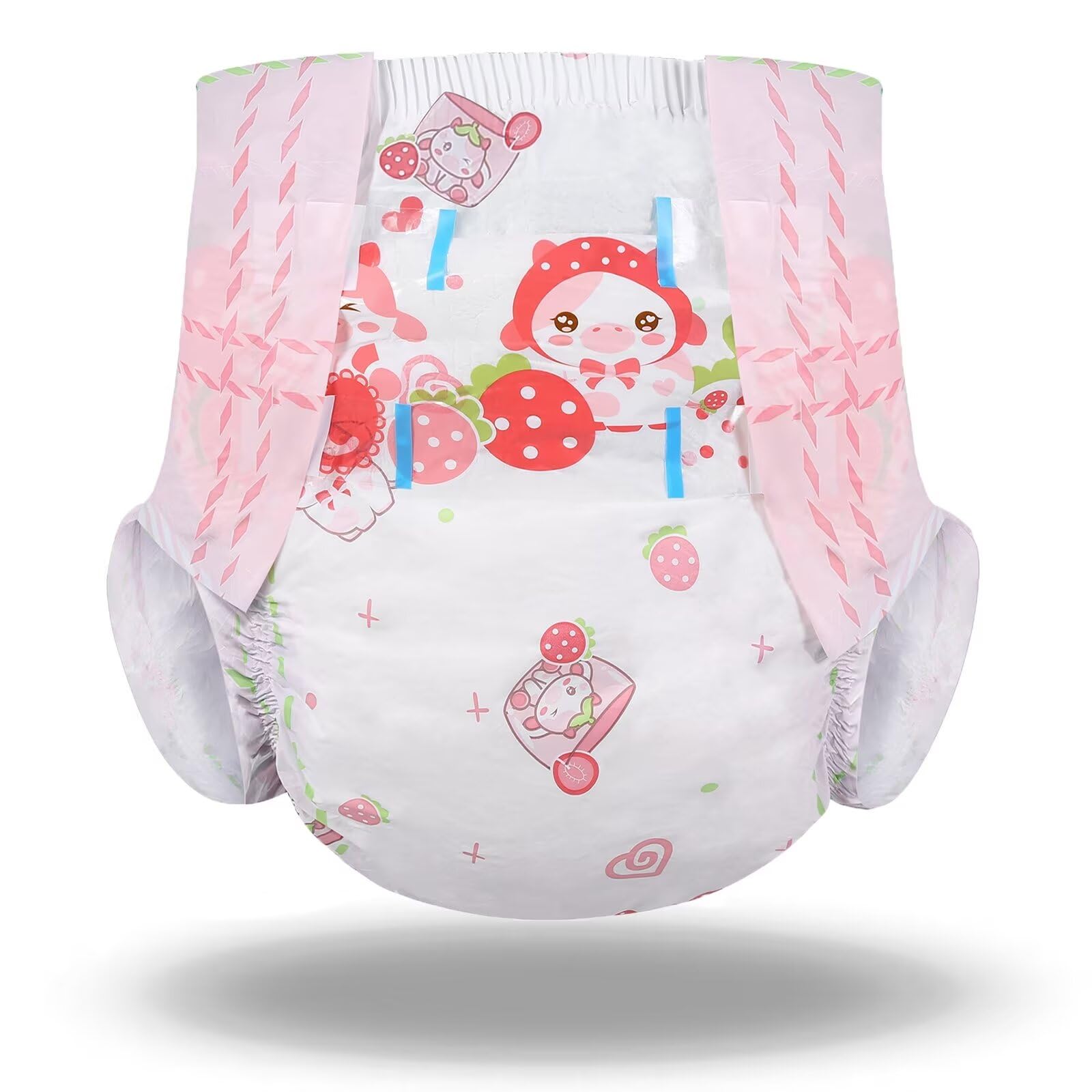 Landofgenie Volwassen Luiers Grote Nachtluiers Met Tabs 10 Stukken Gedrukt Luier-Strawberry Cow (Grote 36"-46") - Groot