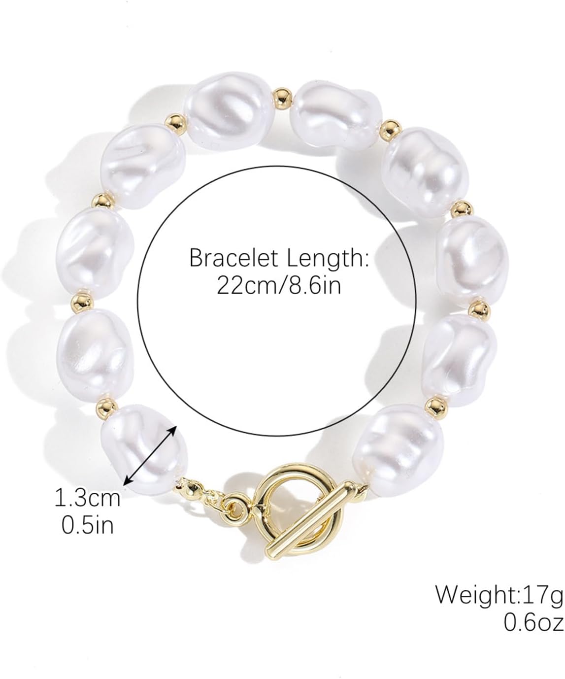 HETICA Baroque Pearl Bracelet for Women Irregular White Pearls Gold Bracelet Jewelry Gift - Image 4