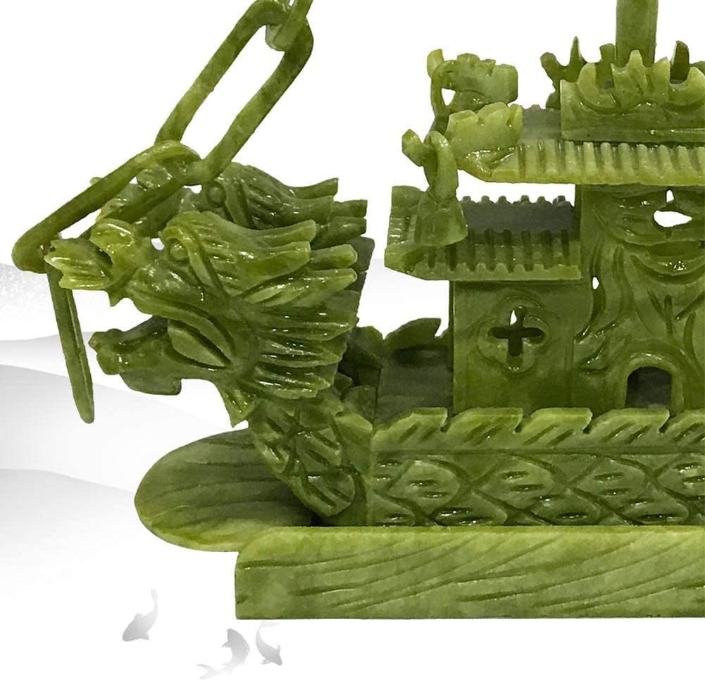 Amazon.co.jp: 翡翠の置物 龍の像 装飾 万事順調 龍舟 船運 運勢