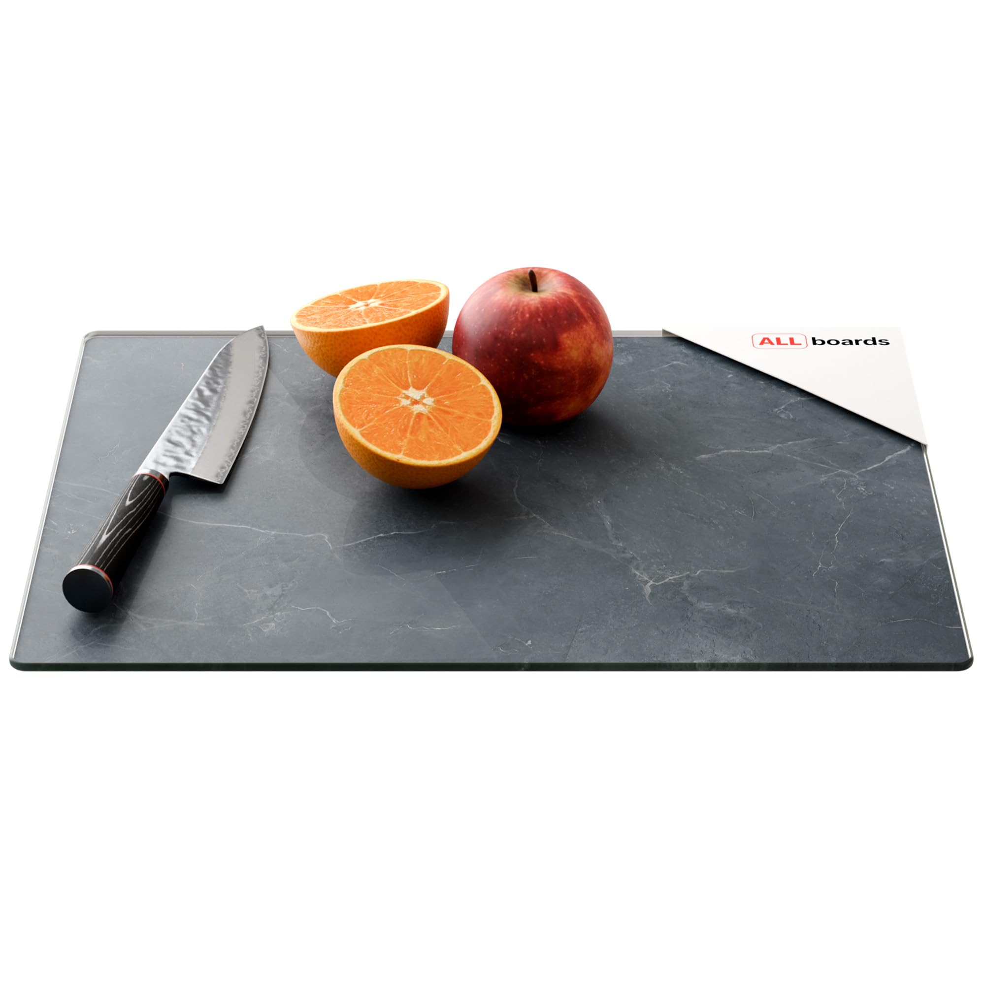 ALLboards Glass Chopping Board 30 × 40 cm - Blue & Gold Kitchen Board, Protective Panel, Glass Serving Tray Splashback Worktop Saver for Kitchen Hob Protection Hot Cover Heat Resistant