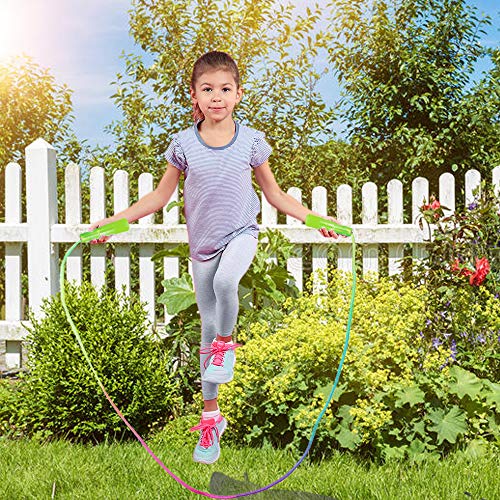 Baaxxango 10 pcs Rainbow Jump Rope Set Durable Nylon Skipping Ropes,Safty Vibrant Jumping Ropes for Girls or Boys Physical Education Skipping Rope(7.2 Feet)
