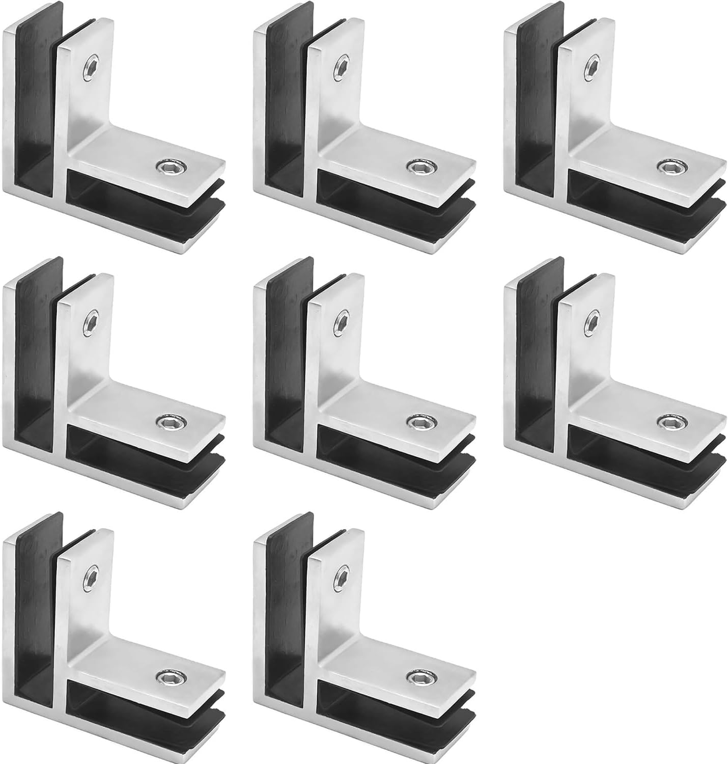 Glass to Glass Clamp 90 Degrees Glass Railing Clamp, Stainless Steel 304 Matte Bracket for 3/8"-1/2"(10-12mm) Thinkness Glass, Glass Clamp for Balustrade Pool Fence,Silver,15to20mm