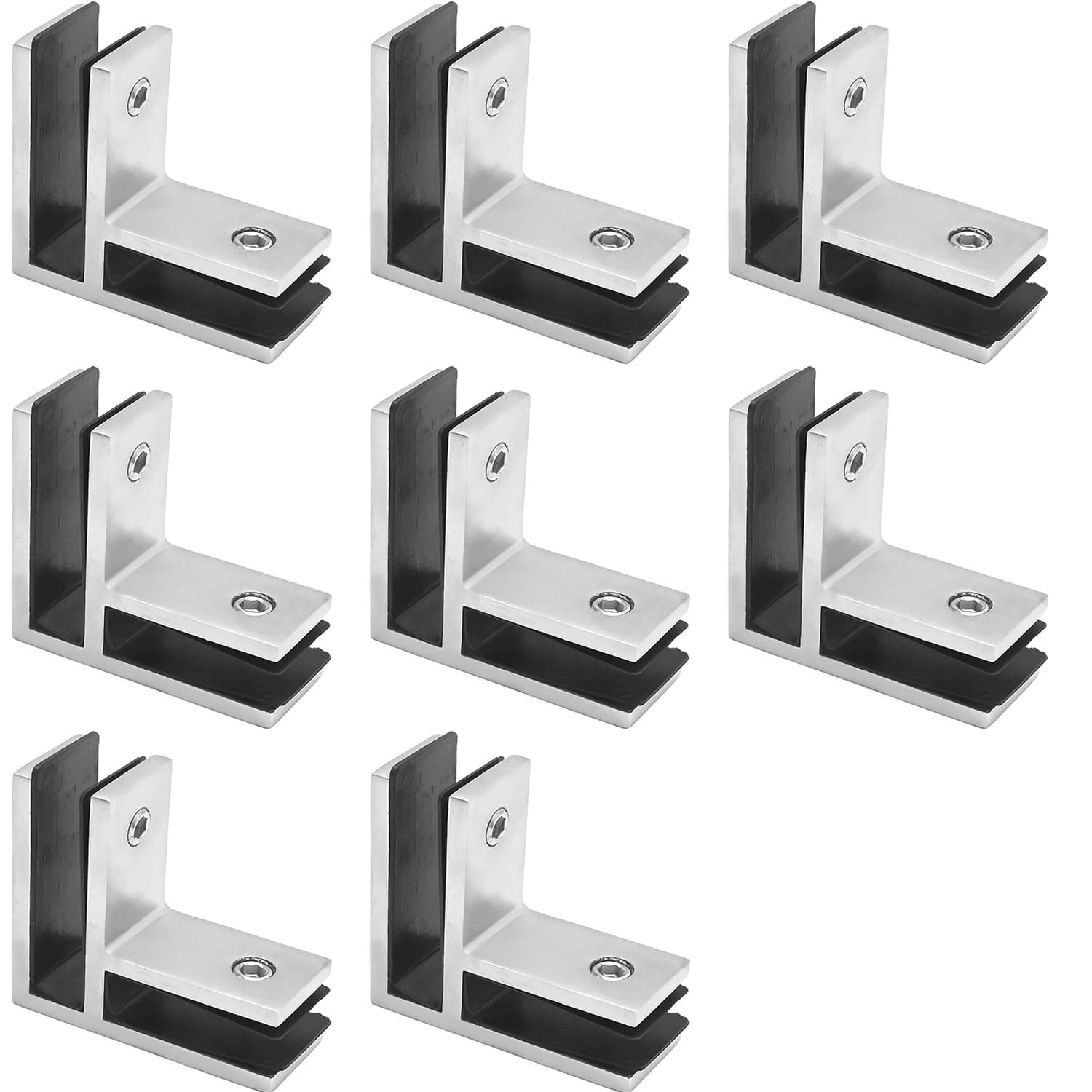 8 Soportes de Acero Inoxidable 304 para Vidrio Templado de 10-20 mm, Clip de Vidrio a Vidrio de Doble Cara para barandilla, para hogar/Parque/Centro Comercial/Piscina, Abrazadera d