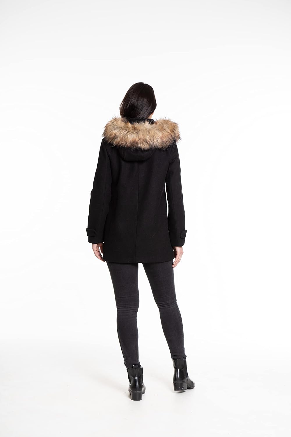 Women's Faux Fur Trim Hood Toggle Jacket