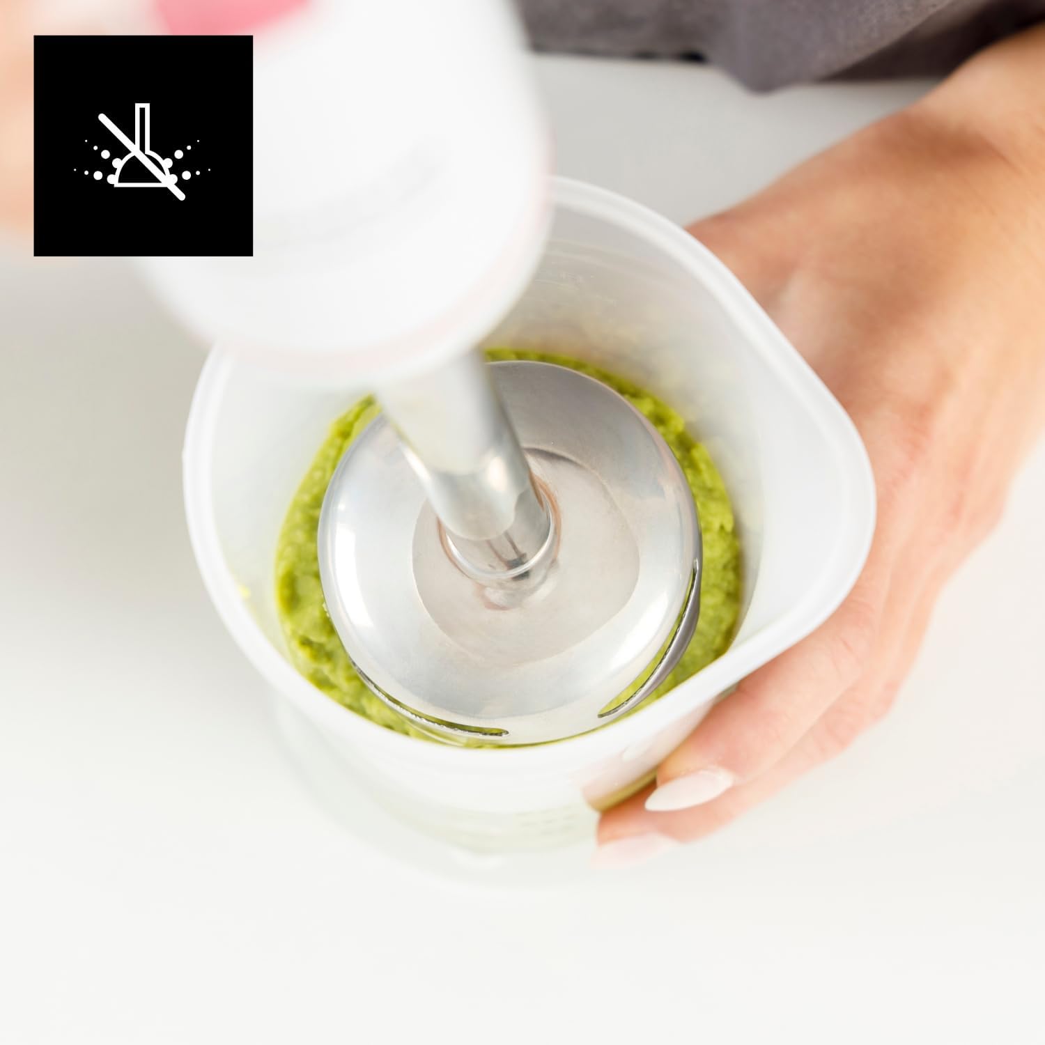 Taurus – 1000 Stainless Steel Robot Hand Blender | 2 Speeds + Turbo | Stainless Steel Blades | Splash Proof Bell | Ergonomic | BPA Free, Dishwasher Safe, White