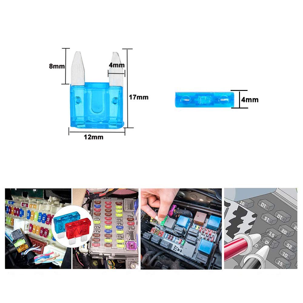 Image secondaire de Aiqeer 130 Pièces Set de Fusibles de Voiture, Mini Fusibles à Lame, Fusibles de Remplacement avec Extracteur de Fusibles (3A / 5