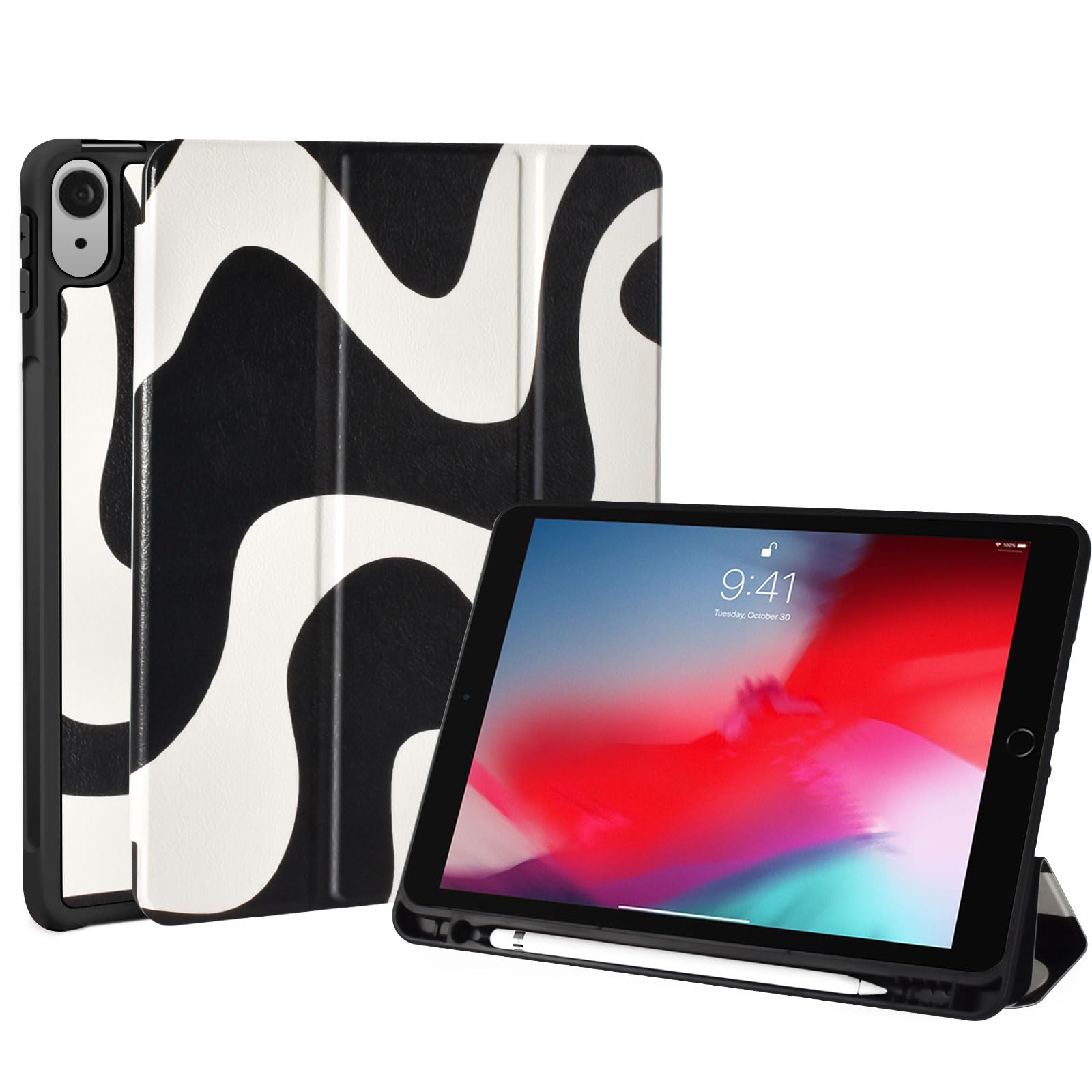 Fycyko Hülle Für IPad 10./11. Generation – 10.9 Zoll, Mit Stiftetui, Trifold-Ständer, Marmor-Lila
