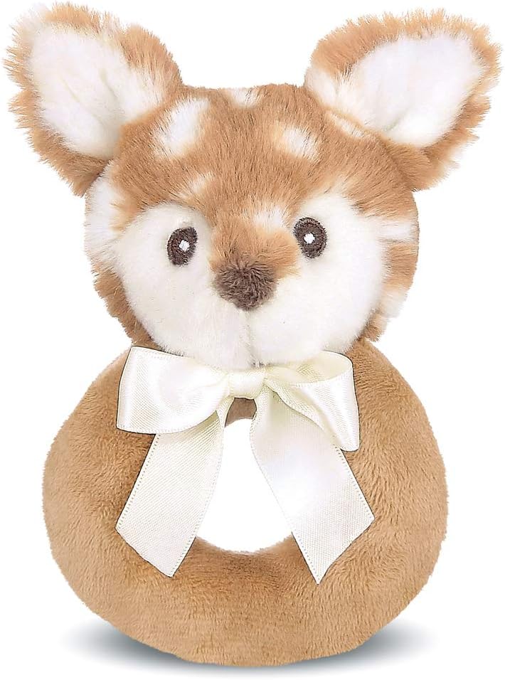 Bearington Baby Lil' Willow Plush Stuffed Animal Fawn Soft Ring Rattle, 5.5 inch : Toys & Games