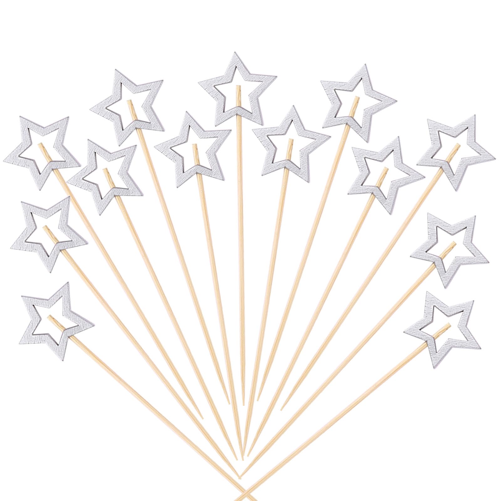 Spiedini Da Cocktail A Stella - 50 Pezzi In Legno Per Finger Food E Party