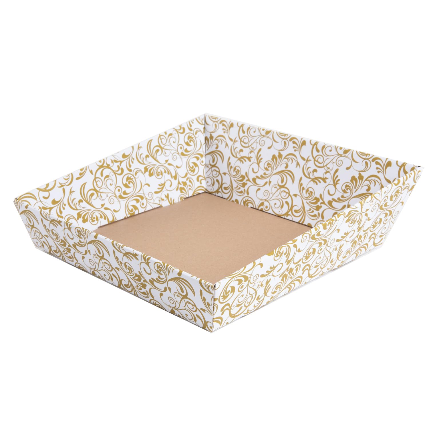 10 x PresentFill® Präsentkorb Quadrat Mittel Floral Barock Bordeaux/Gold - Geschenkkorb - Pappe aus umweltfreundlichen 100% Recycling Karton - Made in Germany