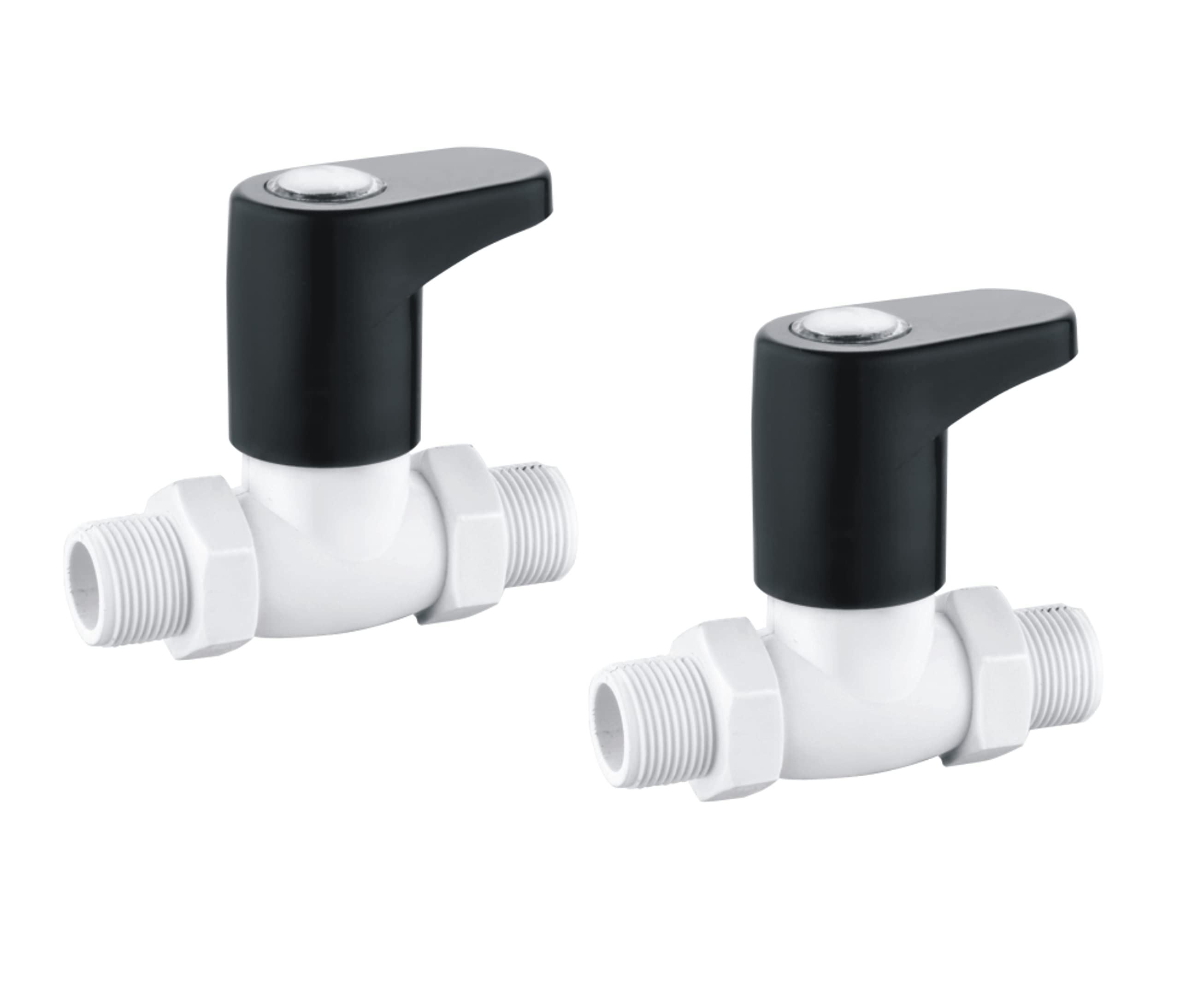 SanituF GX-2016A Stop Cock (Male) PTMT Faucet | PTMT GALAXY Series Premium Bathroom Fixtures | PTMT Plastic 15mm Stop Cock (Male) Faucet | (Black-White) | (Pack of 2) (B0BQYST9SG) Amazon Price History, Amazon Price Tracker