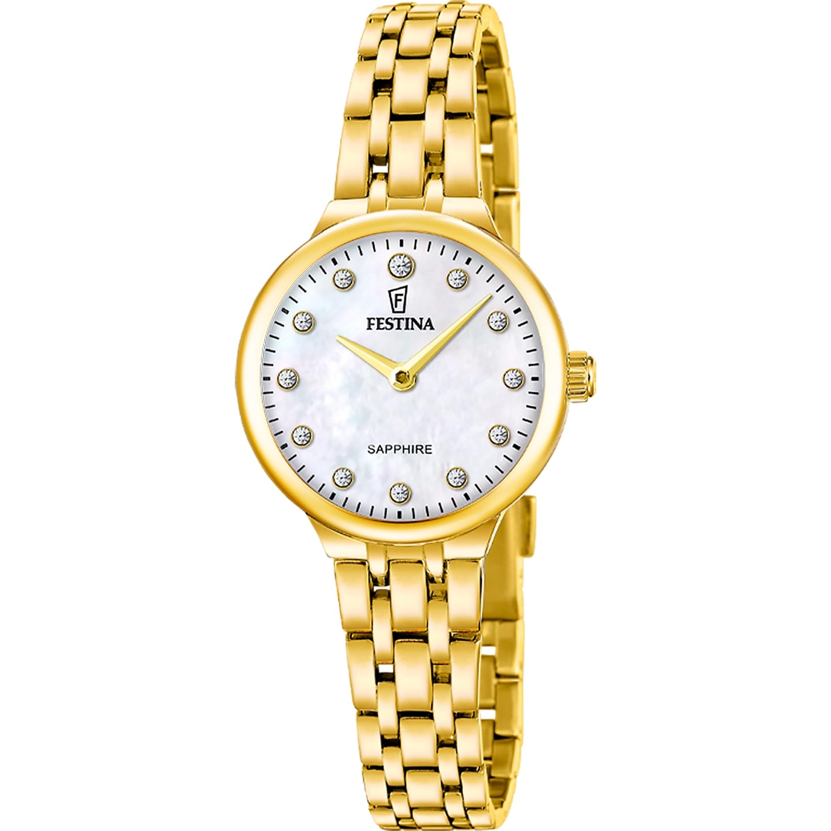 Festina Damenuhr Analog aus Edelstahl 316L Goldfarben | Quarzuhr, Widerstandsfähiges Saphirglas, Wasserdicht 5 ATM, F20745/1, Mademoiselle