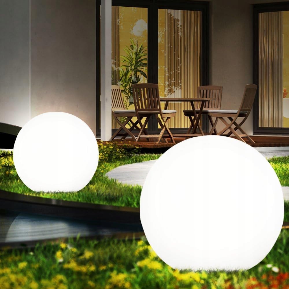 Kugelleuchte für Garten IP65-50 cm Kugel Außenleuchte Optik - E27 230V - winterfest - Erdspieße, austauschbare Lichtquelle, Weg- und Gartenbeleuchtung (Ø 50 cm)