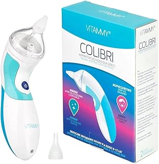 VITAMMY Colibri Elektryczny aspirator do nosa (odciągacz kataru), odpowiedni dla niemowlaka, wymienne końcówki