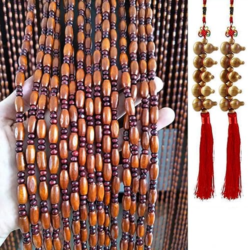 Rideau de perles en bois pour porte et separation de piece 90x200 cm - 3