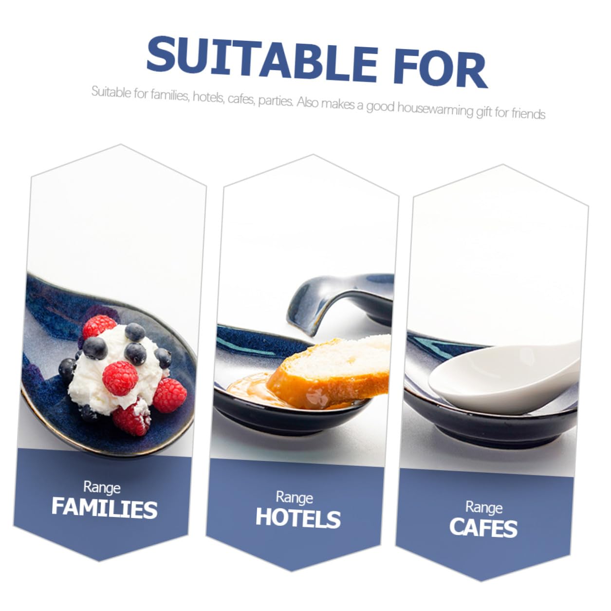 Repose-cuillères et Protection Salissures en Céramique Bleue Lot de 4 Pièces Support Compact Cuisine Décoration de Table