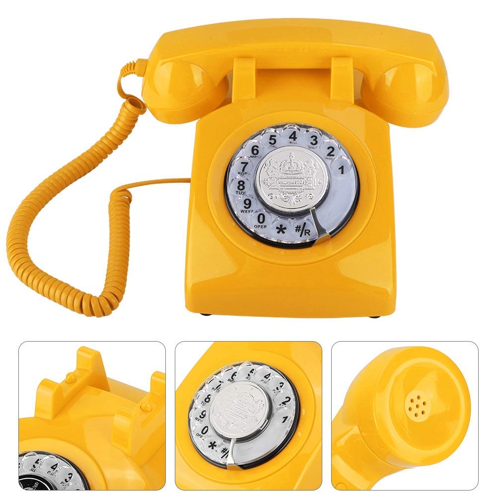 Przewodowy analogowy telefon stacjonarny Telefon, Klasyczny domowy Obróć do sypialni/biura
