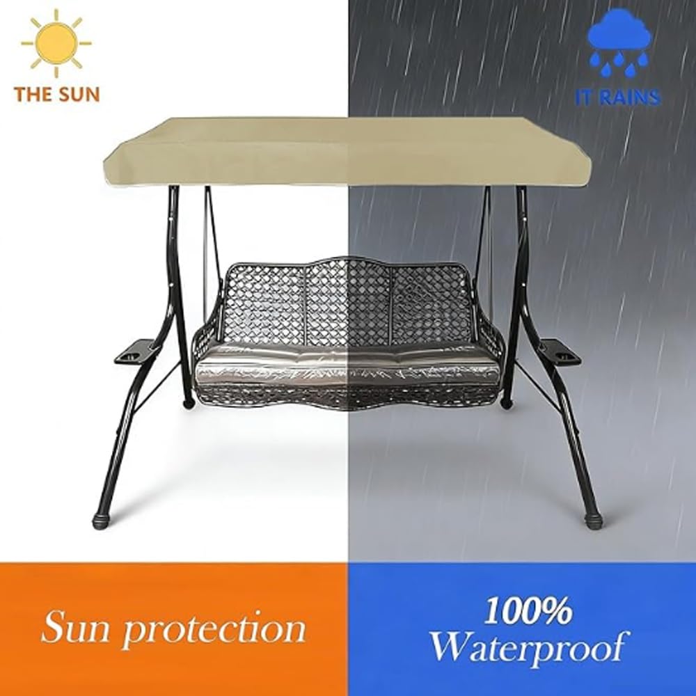 Telo di Ricambio per Altalena da 75"x47", Impermeabile, per Proteggere dal Sole Durante Unaltalena da Giardino. Beige 64x45x8in(164x114x20cm)
