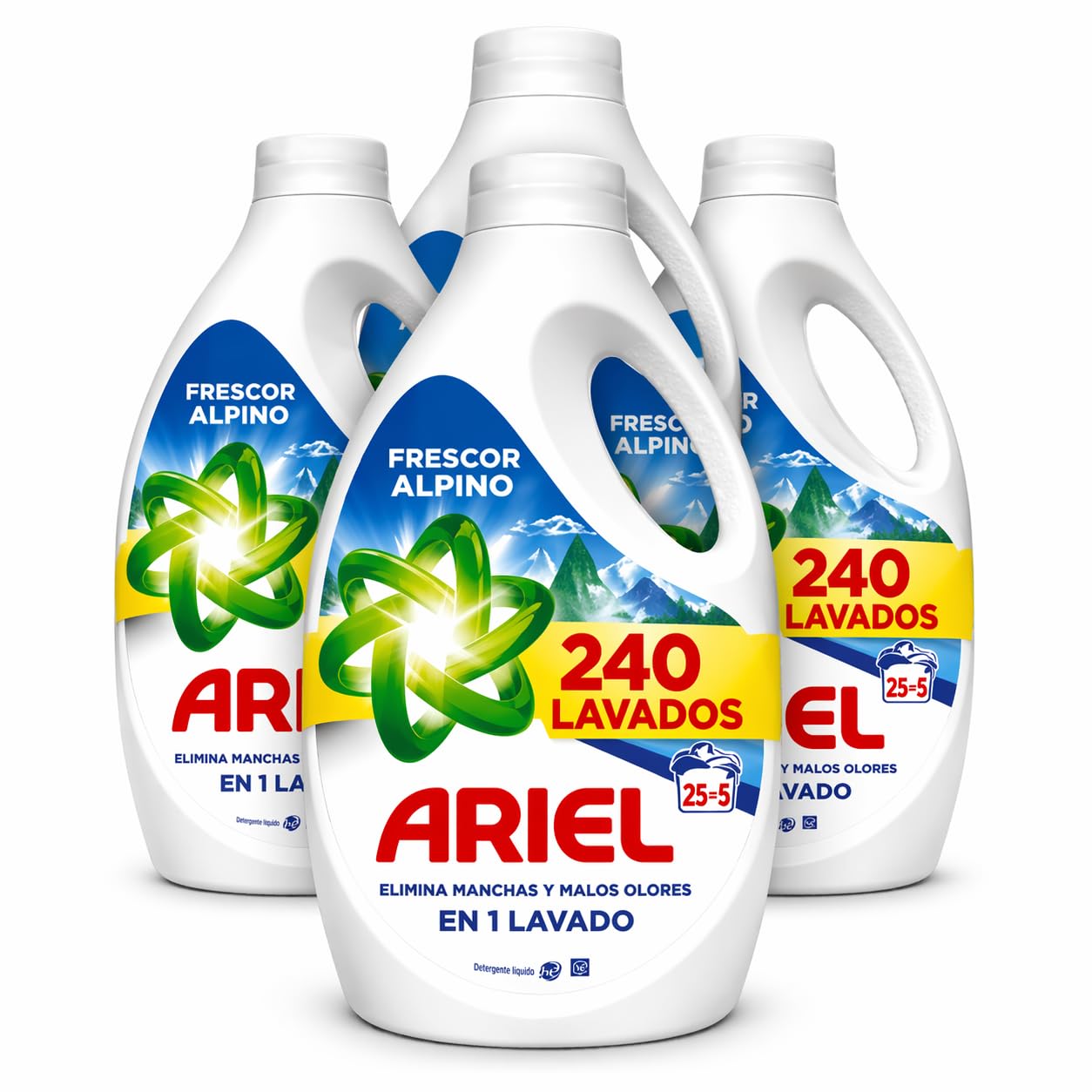 Detergente Ariel Líquido Frescor Alpino 240 Lavados (Pack 8x30) | Limpieza Profunda y Frescura Duradera | Detergente para Lavadora