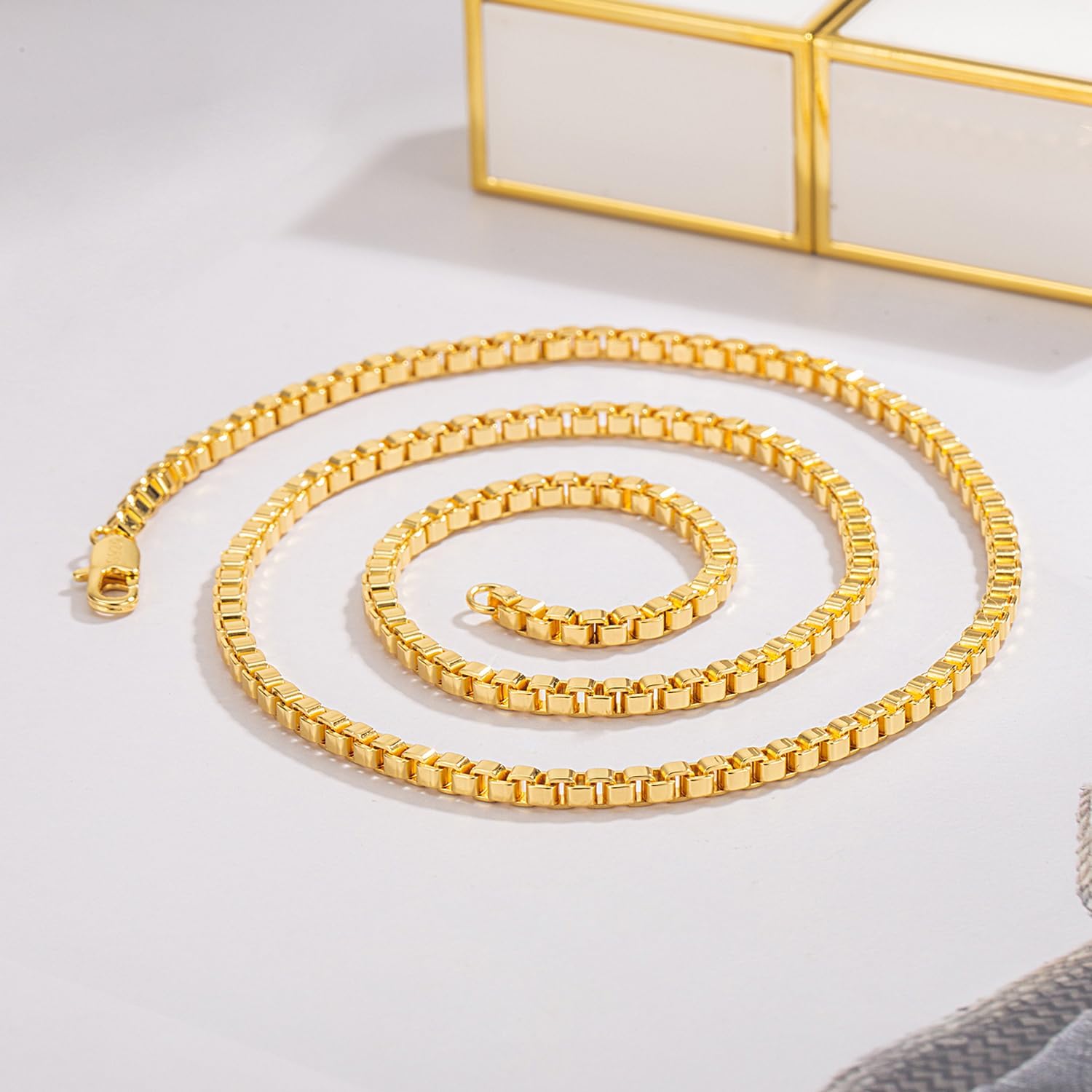 Dankadi Italy Design 925 Sterling Silver Necklace Men & Women 3MM Square Rolo Link Round Box Chain Chokers 18" 20" 22" 24" 26" 28" Jewelry